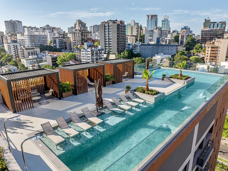 Studio com Vista da Cidade,Piscina e Academia-1301