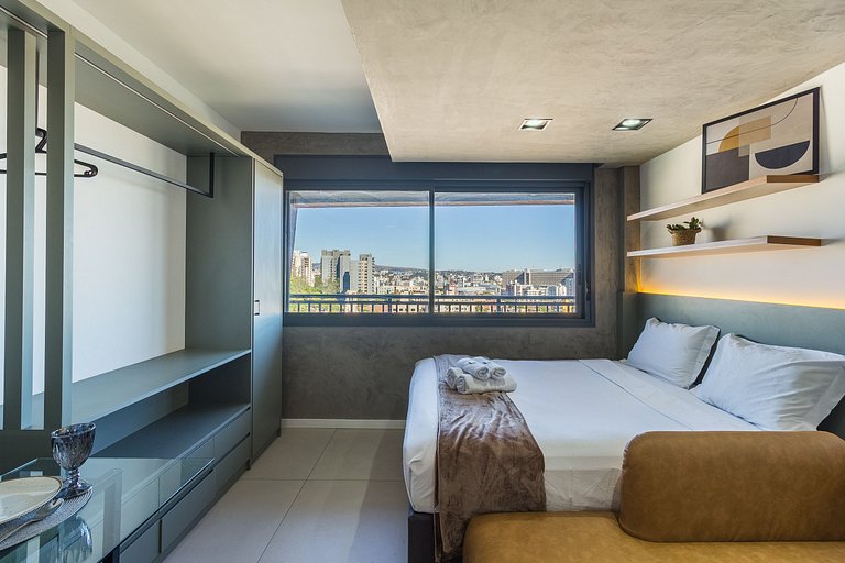 Studio com Piscina, Academia+Vista da Cidade- 1401