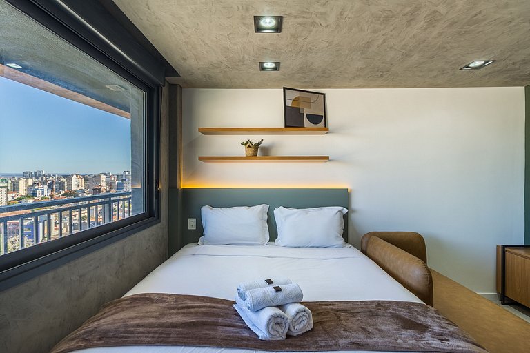 Studio com Piscina, Academia+Vista da Cidade- 1401