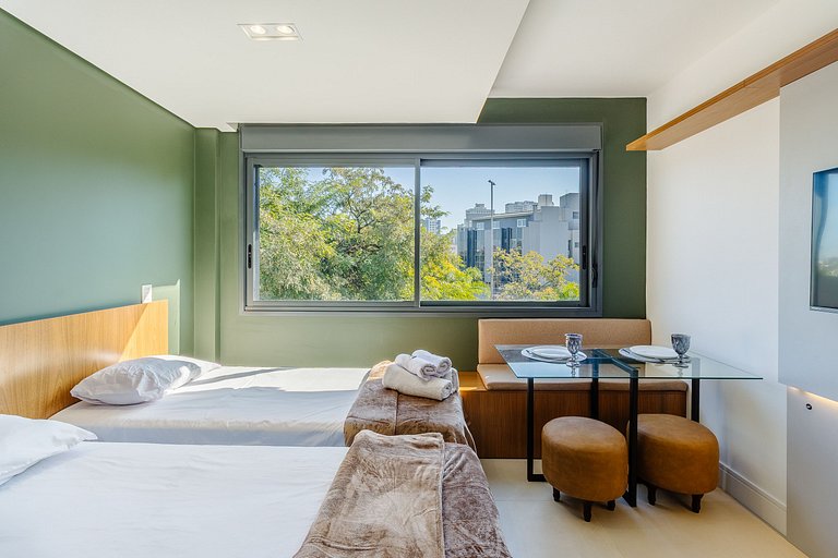 Studio com Terraço, Academia e Piscina - 325