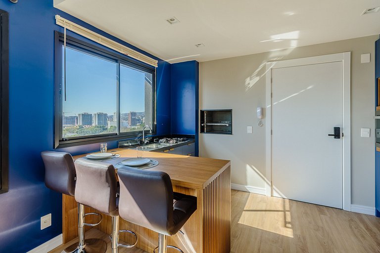 Novíssimo: Apartamento 1 dorm com Vista Incrível e churrasqu