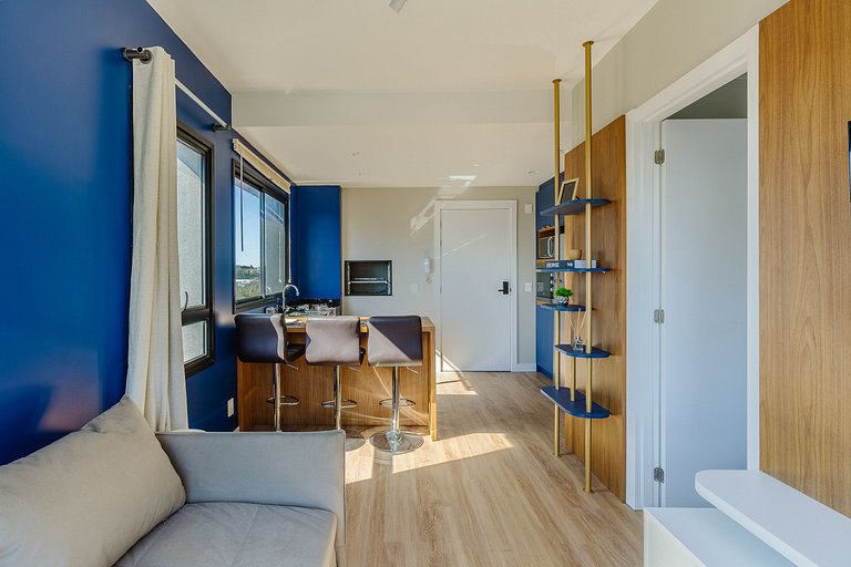 Novíssimo: Apartamento 1 dorm com Vista Incrível e churrasqu