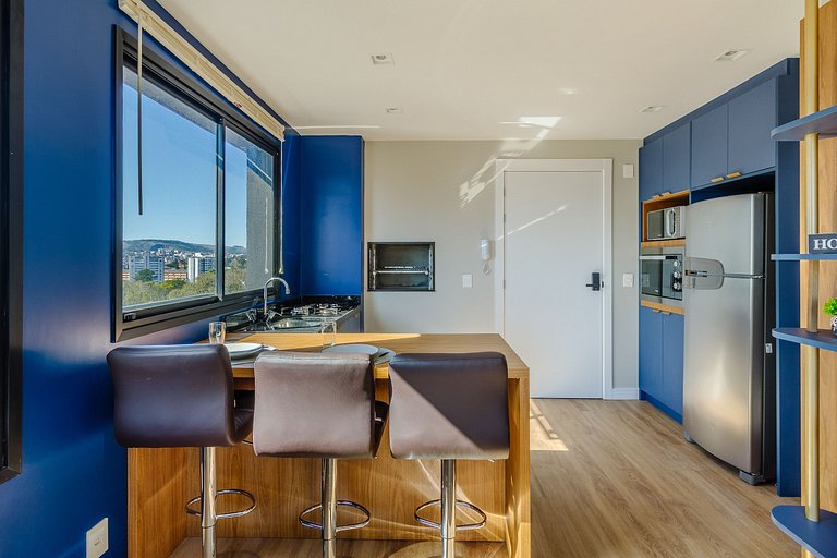 Novíssimo: Apartamento 1 dorm com Vista Incrível e churrasqu