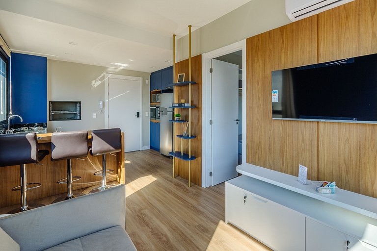 Novíssimo: Apartamento 1 dorm com Vista Incrível e churrasqu