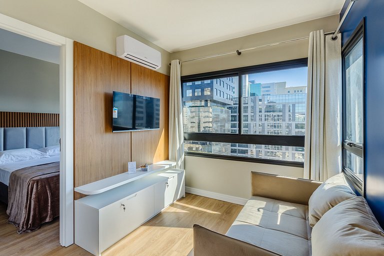Novíssimo: Apartamento 1 dorm com Vista Incrível e churrasqu