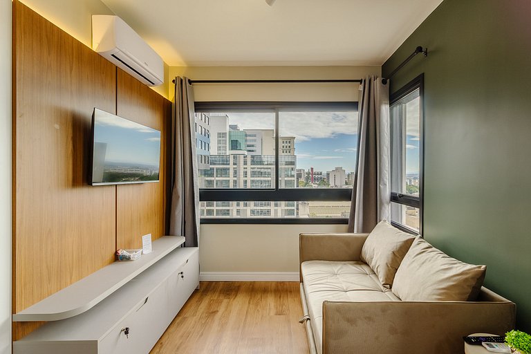 Apto 1 dorm com Vista Incrível e Churrasqueira