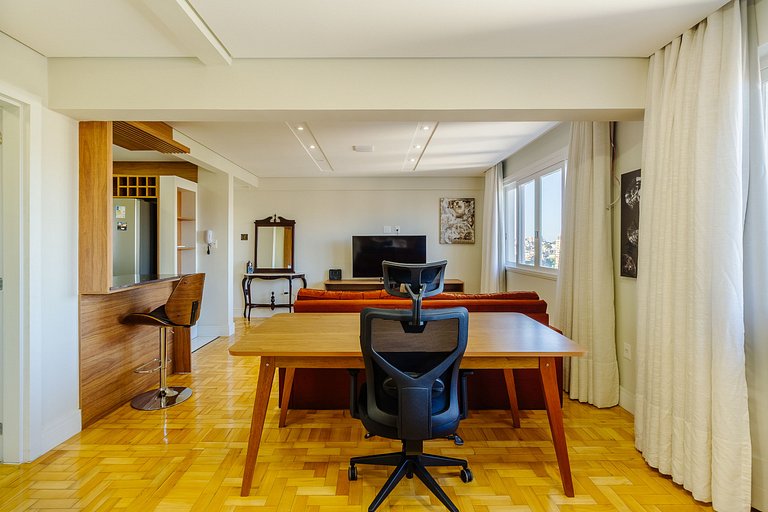 Apartamento com 1 dorm e Linda Vista para o Parcão
