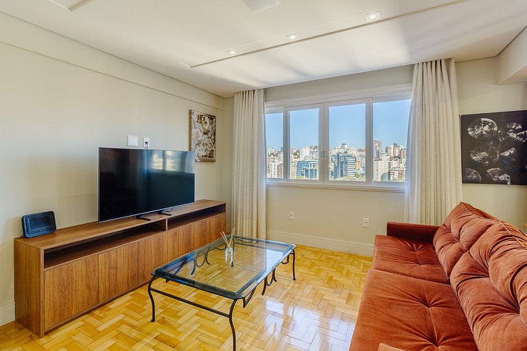 Apartamento com 1 dorm e Linda Vista para o Parcão