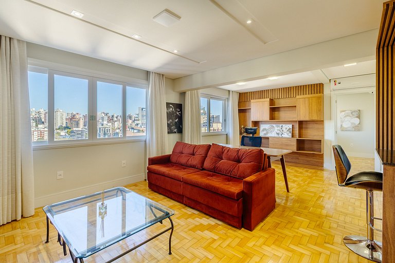 Apartamento com 1 dorm e Linda Vista para o Parcão