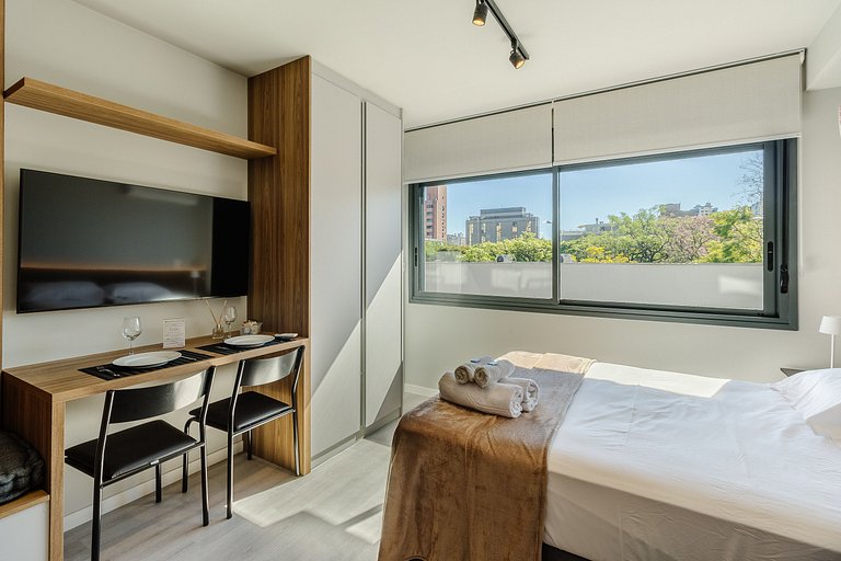 Studio com Piscina, Academia e Coworking 315