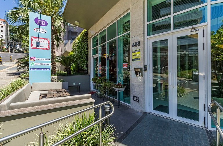 Moinhos Park -1 dormitório, terraço em frente ao Parcão