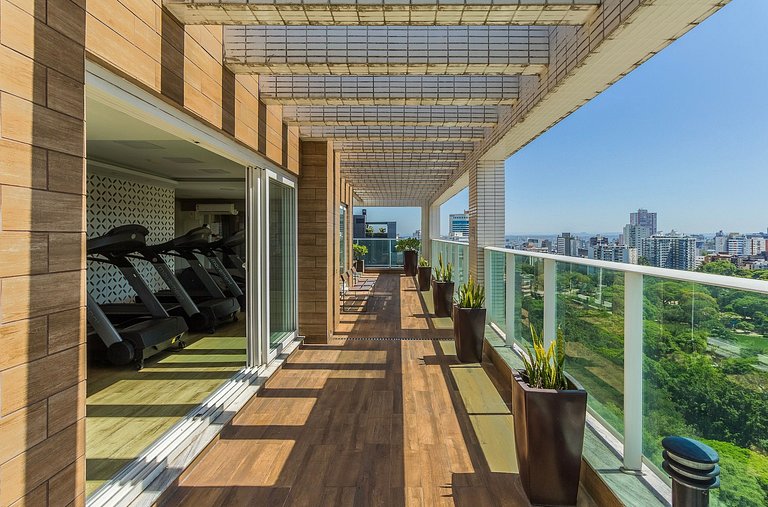 Moinhos Park -1 dormitório, terraço em frente ao Parcão