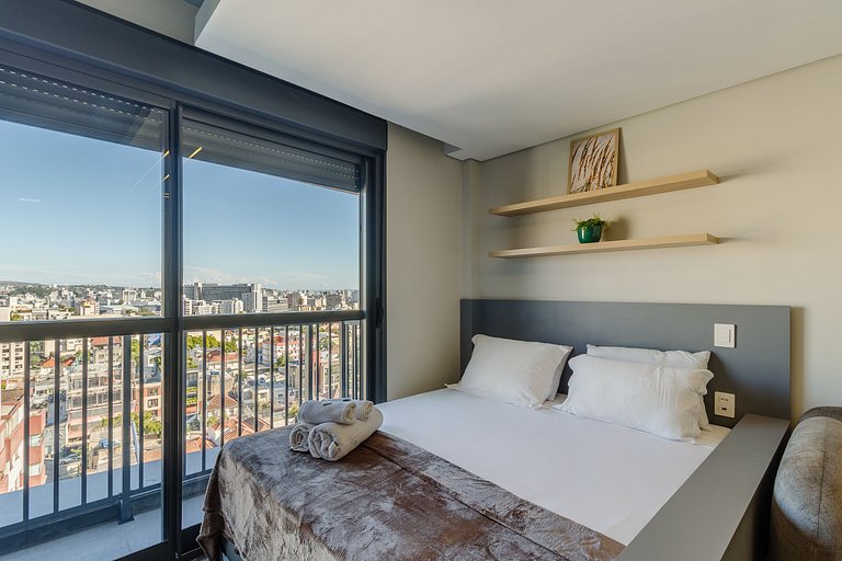 Studio com Vista da Cidade,Piscina e Academia-1301