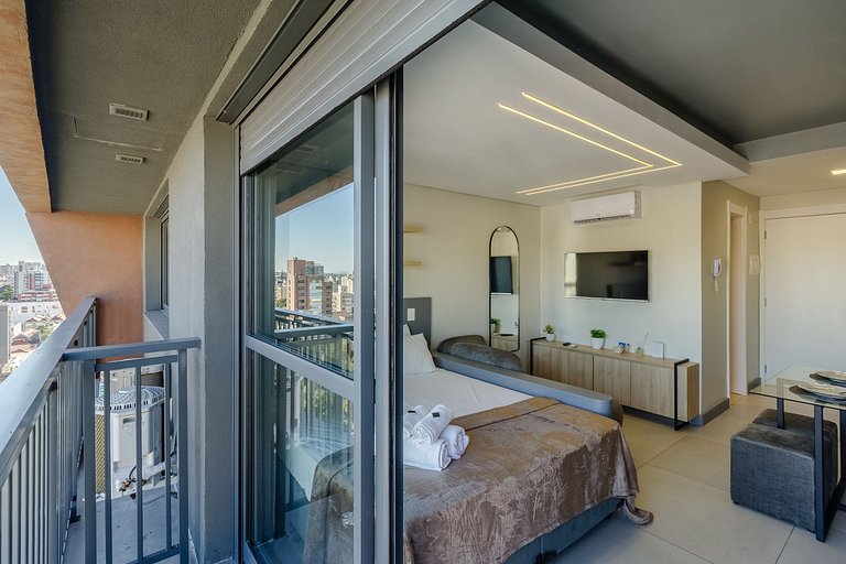 Studio com Vista da Cidade,Piscina e Academia-1301