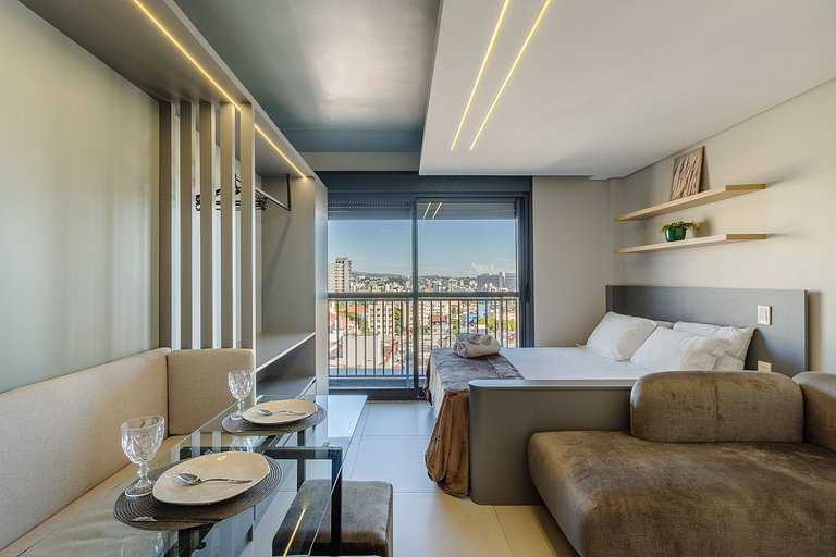 Studio com Vista da Cidade,Piscina e Academia-1301