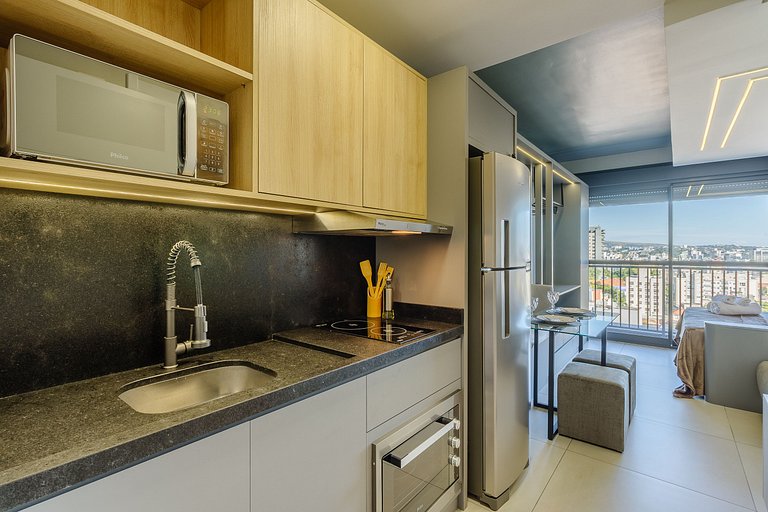 Studio com Vista da Cidade,Piscina e Academia-1301